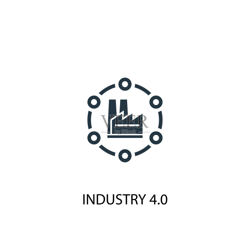 工业4.0图标：一种简单的元素图例，可用于网页和移动设备图标素材