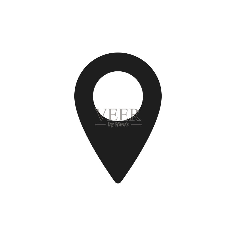 地图指针图标或图钉，白色背景导航标志图标素材