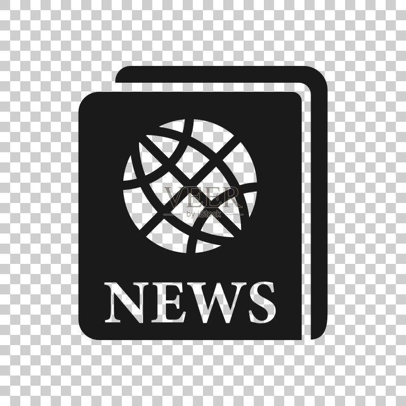 透明风格的报纸图标。隔离背景上的新闻矢量图。新闻业务概念。图标素材