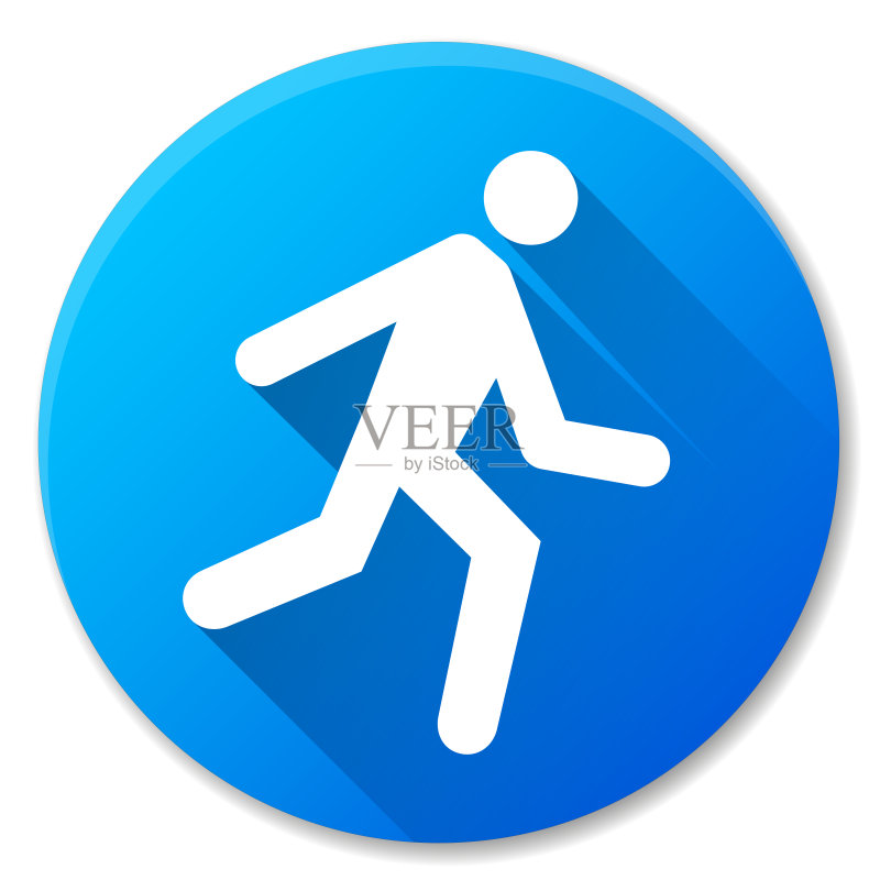 蓝色跑步圆形图标设计图标素材