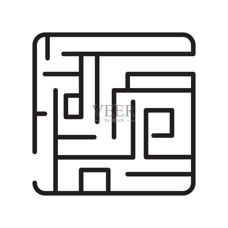 白色背景上的迷宫图标矢量符号图标素材