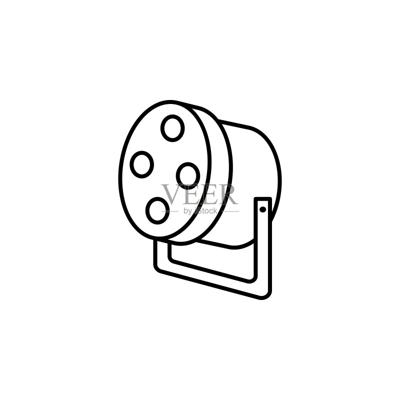 彩色灯具。移动概念App和Web应用的照明图标元素。可用于Web和移动的细线条彩色灯具图标素材