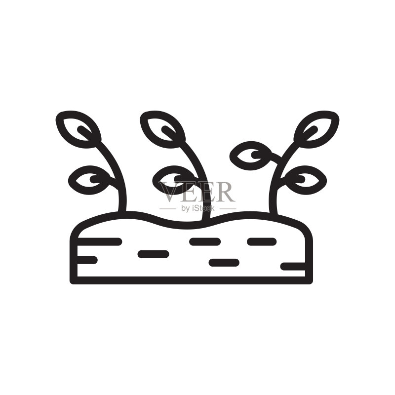 白色背景上的新芽图标矢量符号，新芽logo概念线性符号图标素材