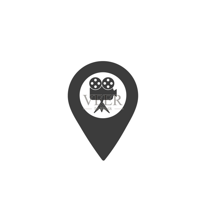 视频摄像图钉，电影制作图标矢量图标素材