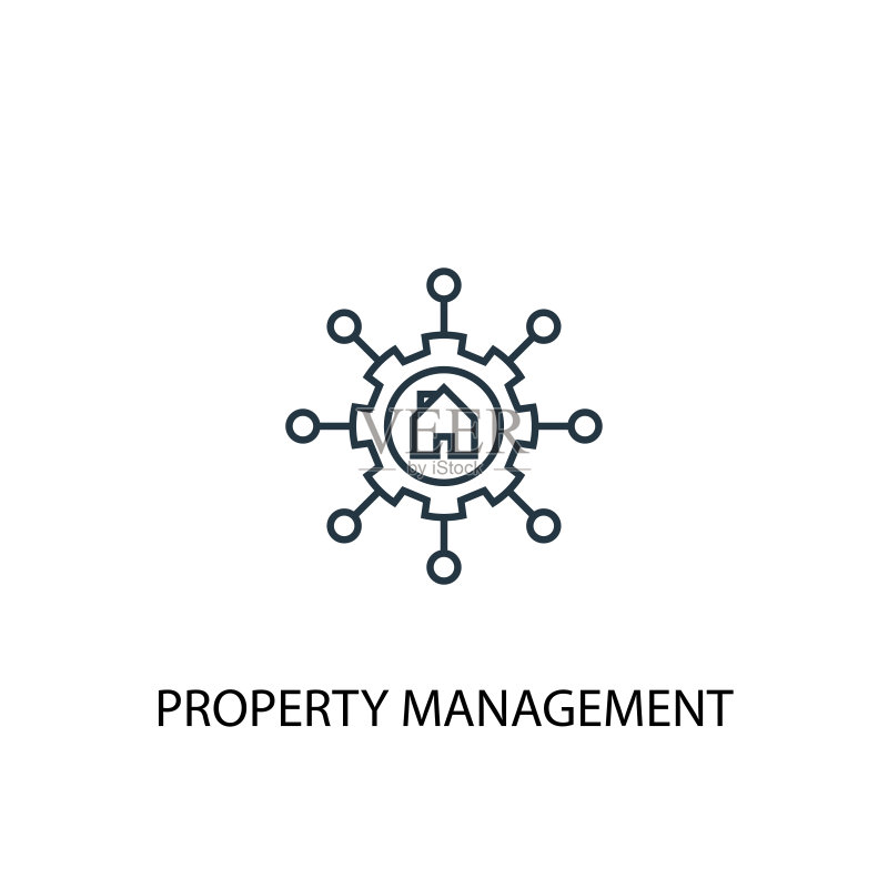 物业管理概念线性图标：简易元素图示，可用于Web和移动UI/UX图标素材
