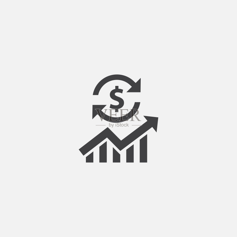 经济 Glyph 图标。简单的符号图示。经济符号设计。可用于网页、印刷和移动端图标素材