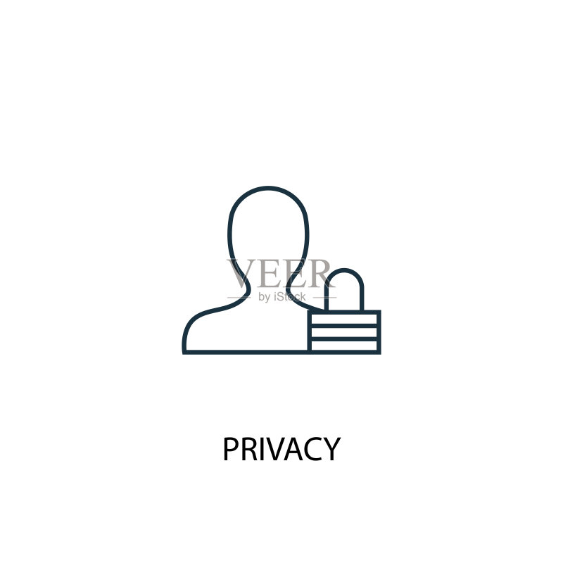 隐私概念线条图标。可用于Web和移动UI/UX图标素材