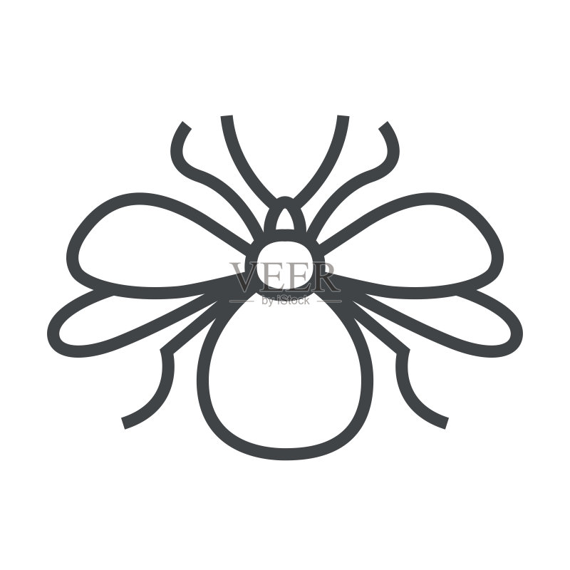 带蜜蜂的线性图标图标素材