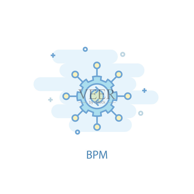 BPM线条概念。简单的线条图标，彩色插图。图标素材