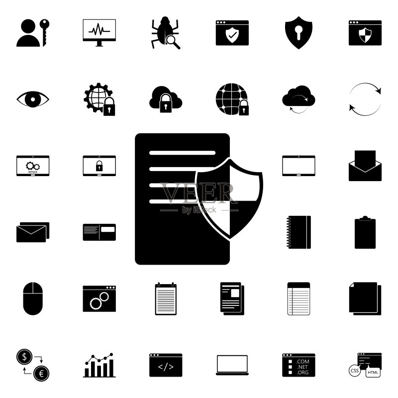 文档保护图标：网站和App通用Web图标设计图标素材
