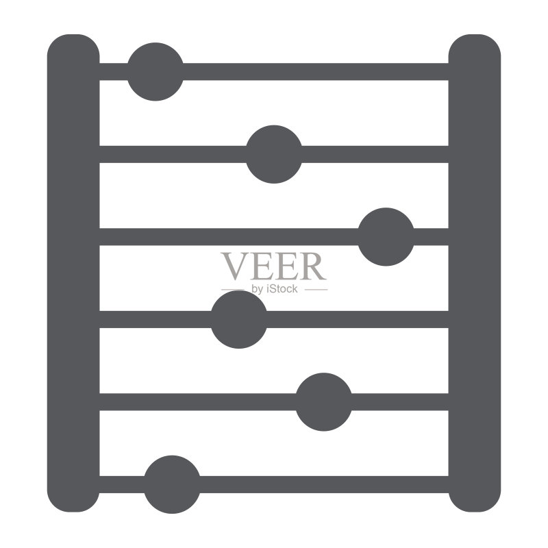 算盘符号标志，会计和数学点算符号，矢量图形，白色背景上的实体图案图标素材