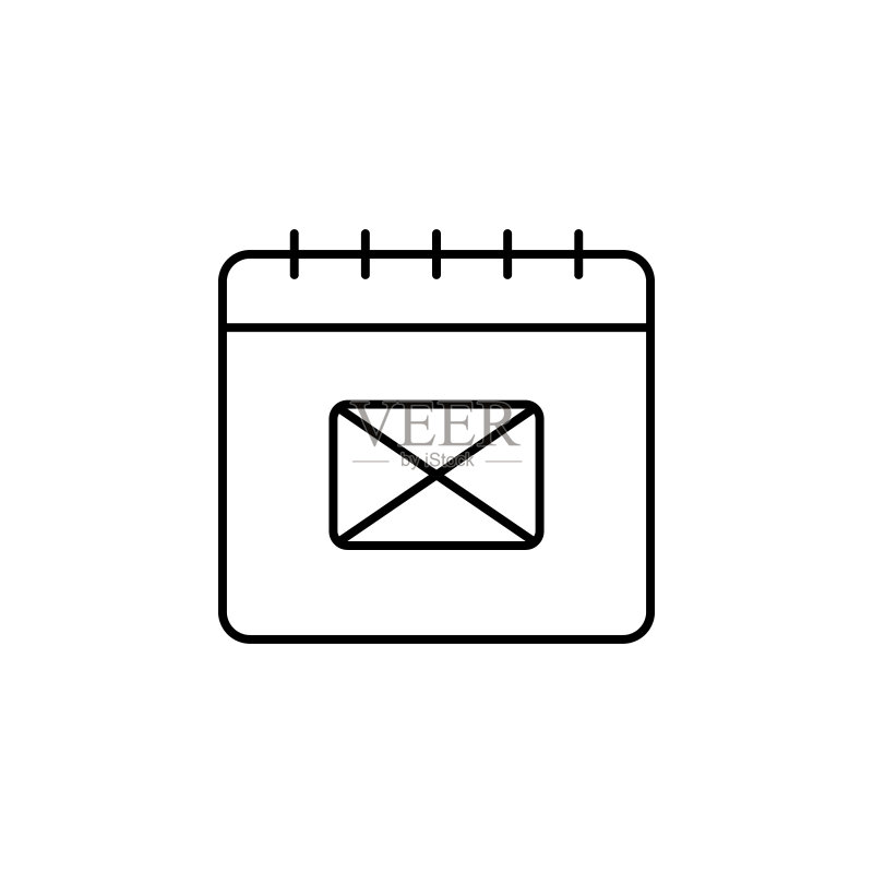 日历、邮件图标：用于UI和UX的极简线条日历矢量图标，适用于网站或移动应用图标素材