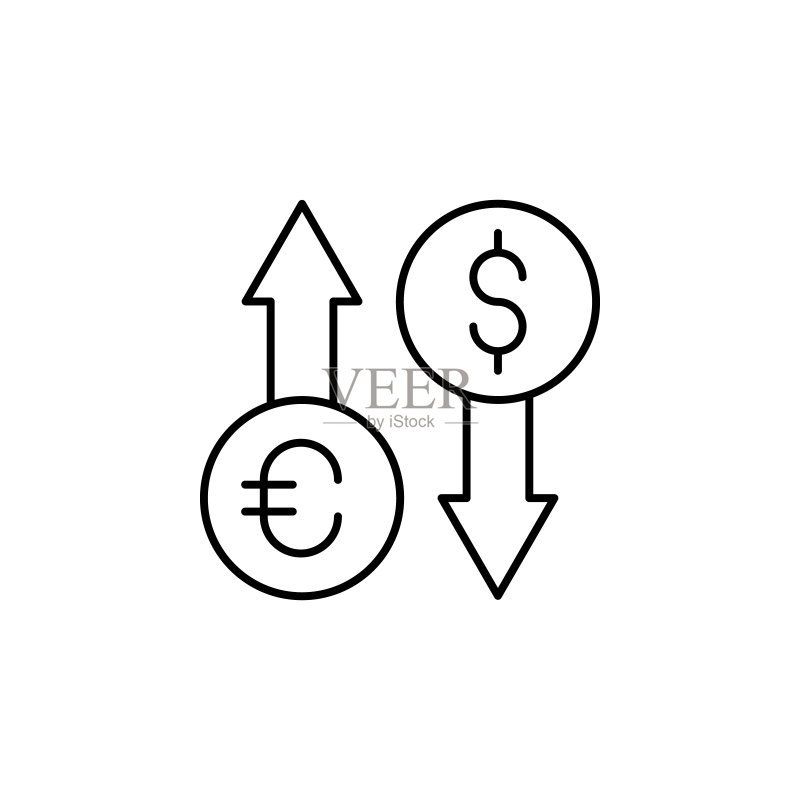 欧元、美元图标。用于UI和UX、网站或移动应用的简约细线条储蓄图标图标素材