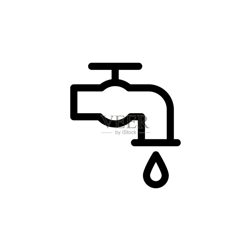 水龙头图标：用于UI和UX的洗衣图标的简单细线轮廓矢量，网站或移动应用程序图标素材