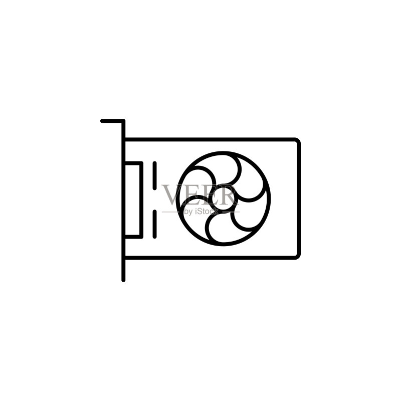 硬件视频卡图标：UI/UX网站或移动应用的极简细线轮廓矢量图图标素材