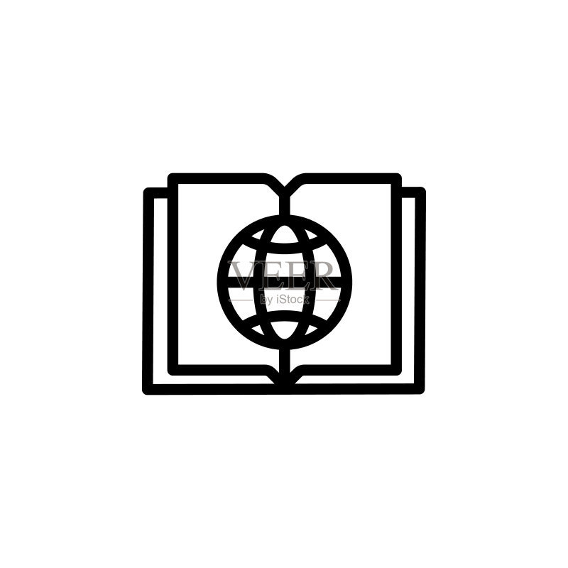 互联网书籍图标，用于UI和UX的极简细线轮廓矢量，网站或移动应用图标素材