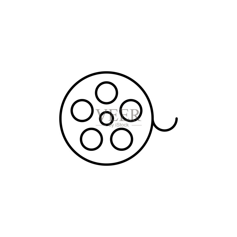 电影胶片图标：UI和UX网站或移动应用的极简线条风格电影屏幕矢量图图标素材