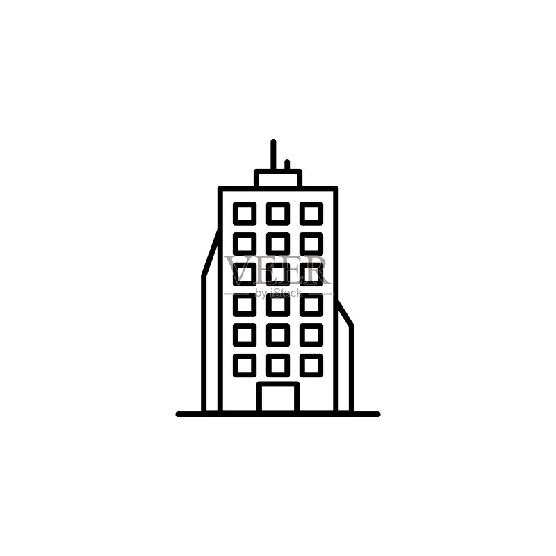 建筑图标：用于UI、UX、网站或移动应用的简单细线条建筑轮廓矢量图标图标素材