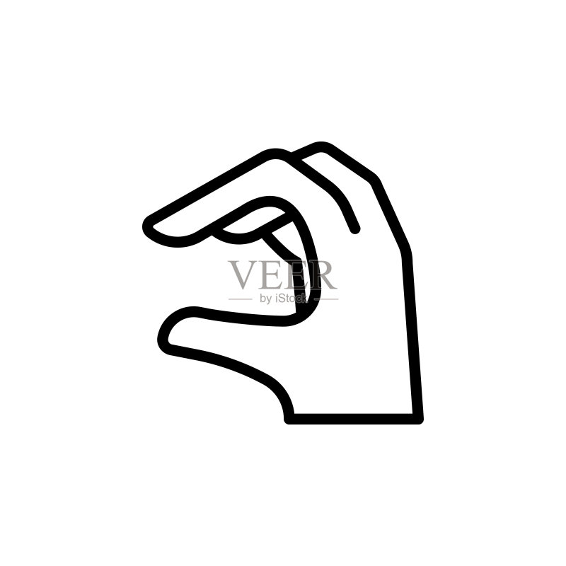 手部拿取手势轮廓图标。手势示意图标元素，符号可用于网站、logo、移动应用程序、UI、UX图标素材
