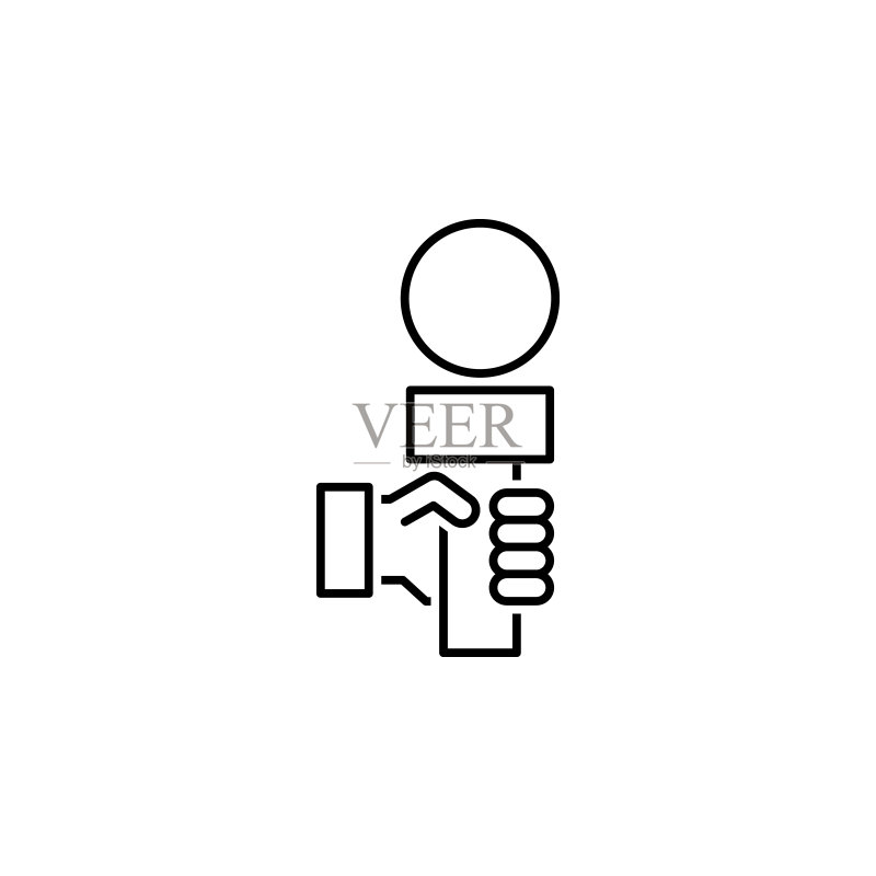 商业SEO、面试线性图标。团队合作创意。图标素材