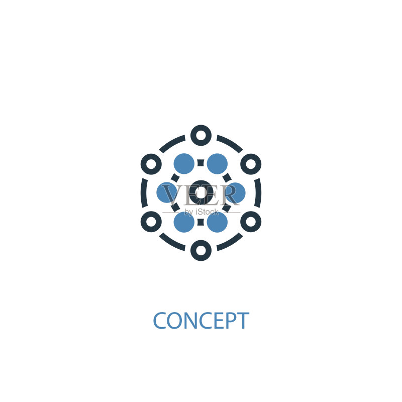 双色概念图标：蓝色元素设计，适用于网页和移动UI/UX图标素材
