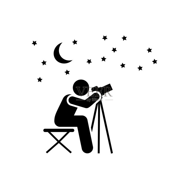 凝视、夜晚、星星、摄影象形图图标图标素材