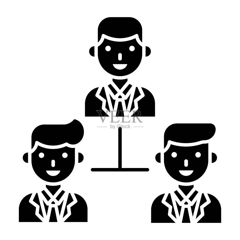 具有连接矢量图的商务人士，实体风格图标图标素材