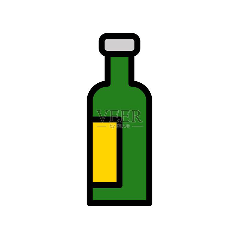 酒瓶饮料套装填充图标可编辑轮廓图标素材