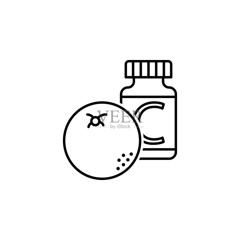 维生素轮廓图标，膳食和营养元素图标，用于网站、网页设计、移动应用、UI、UX的符号集合图标素材