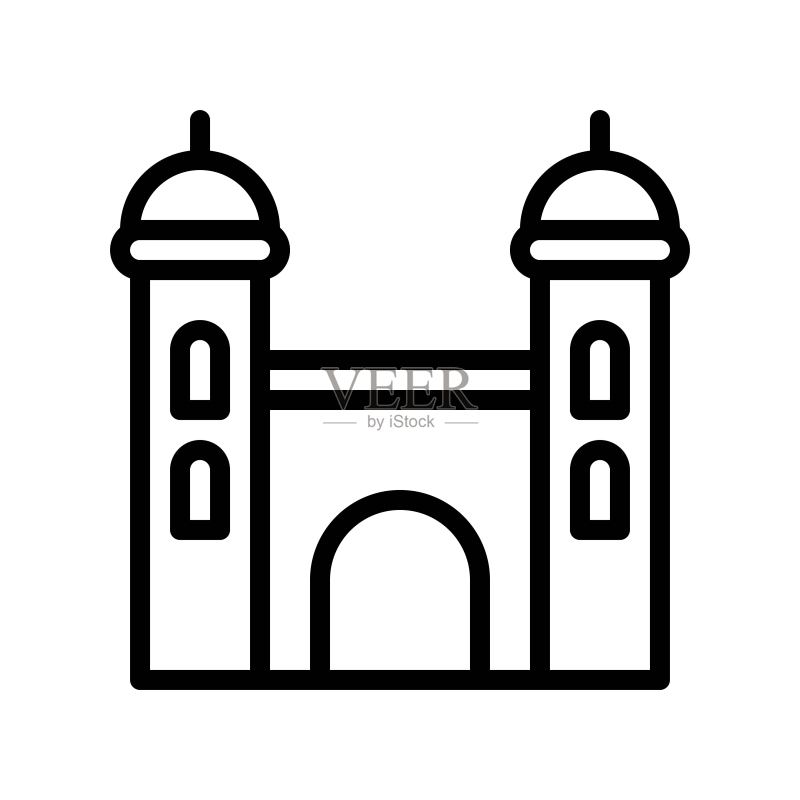地标宣礼塔传统建筑可编辑轮廓图标图标素材