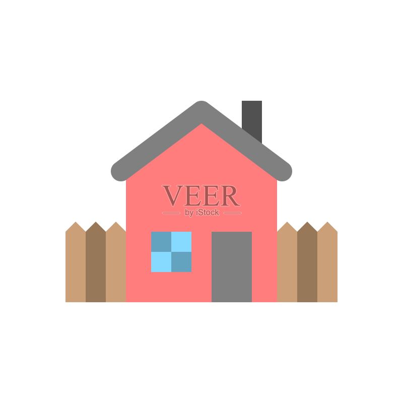 住宅房屋外观扁平设计图标图标素材