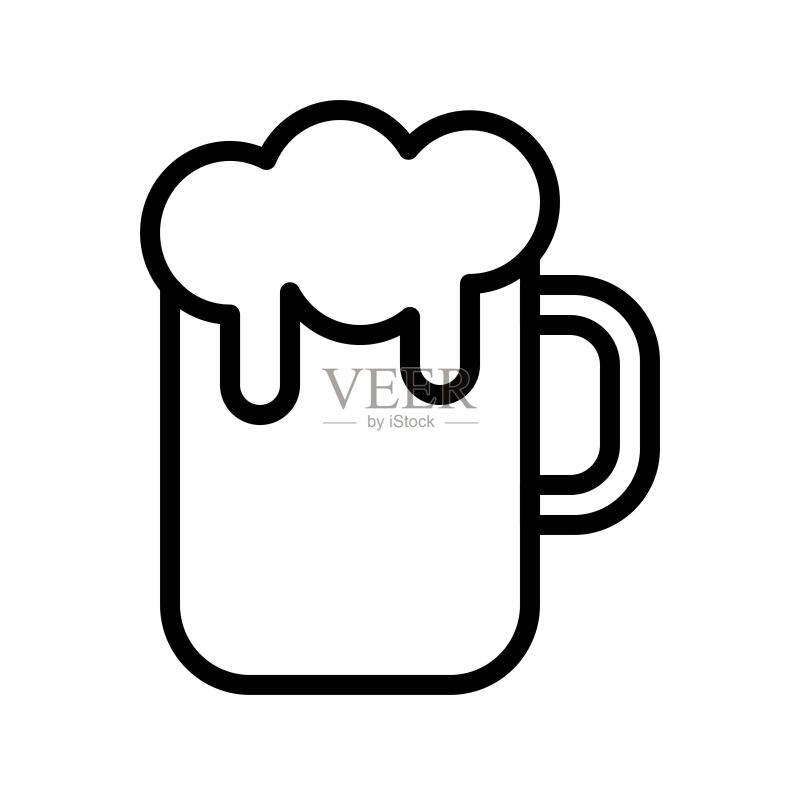 可编辑的饮料轮廓图标图标素材