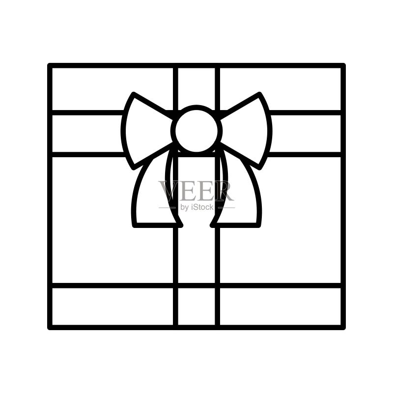 礼品盒矢量图，圣诞节相关线条风格图标图标素材