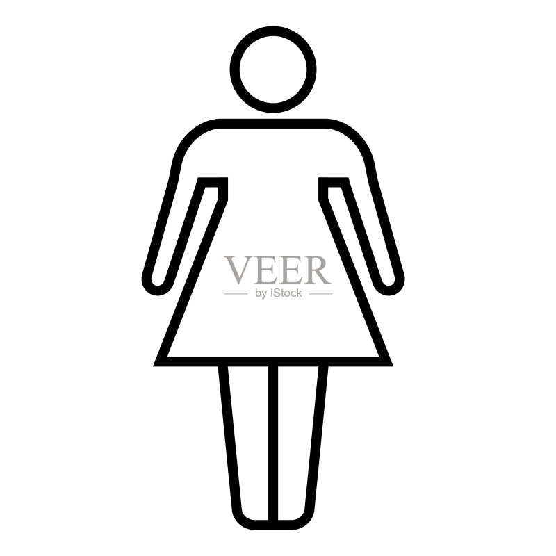 女人线条图标，白色背景图标素材