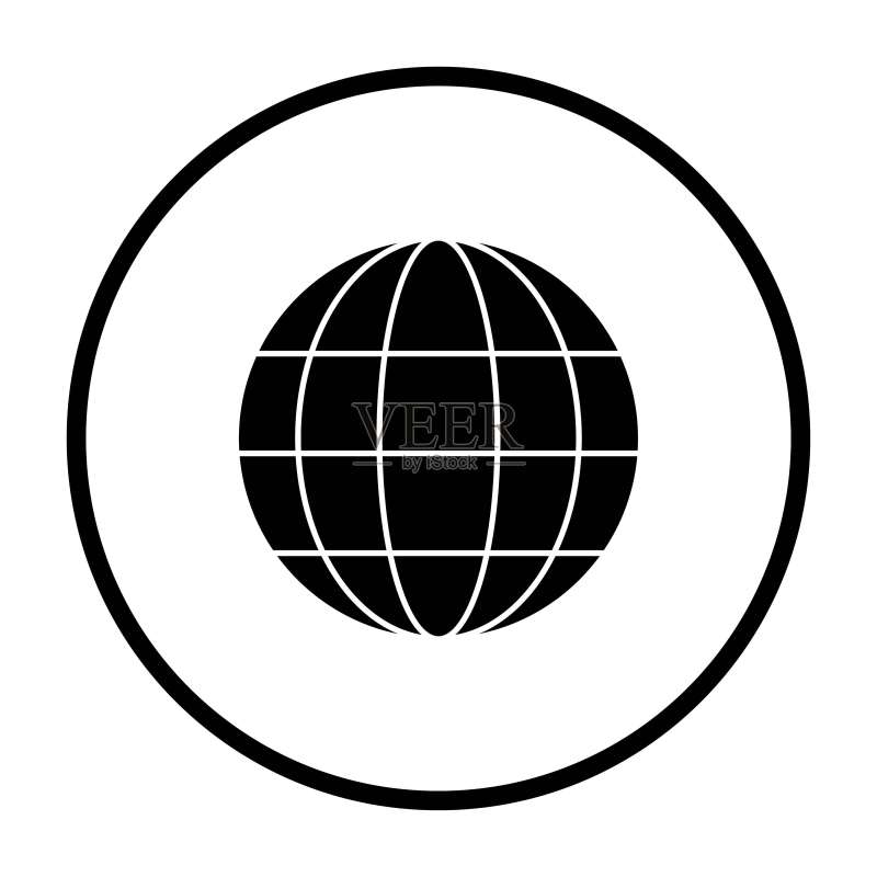 网站图标，扁平化互联网或地球仪黑白图标图标素材