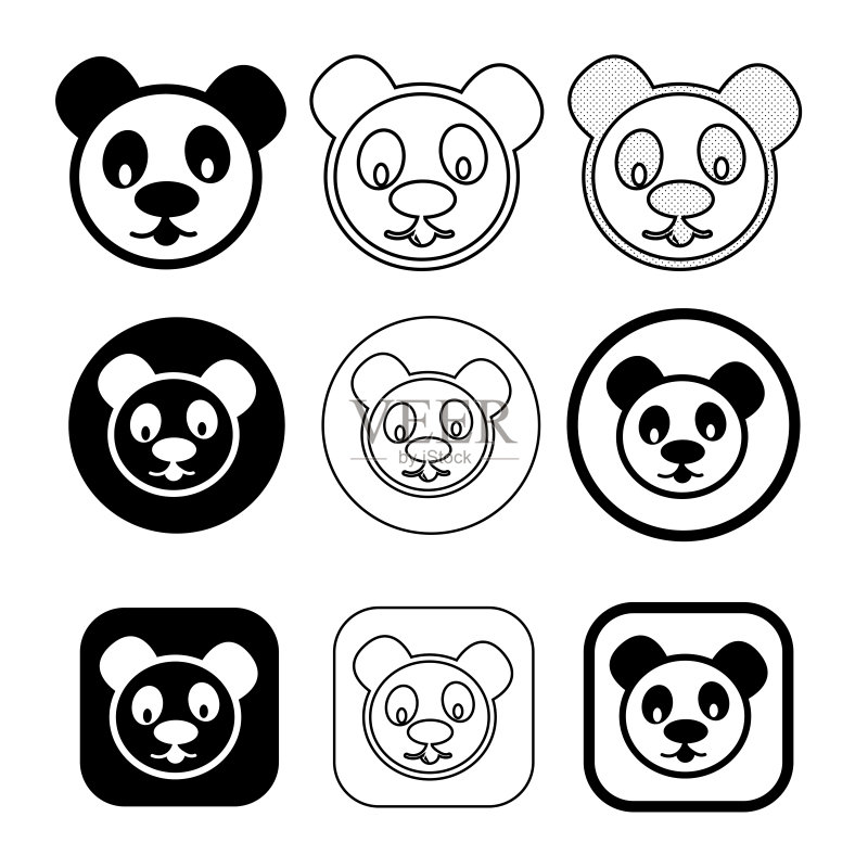 卡通人物：可爱的趣味熊猫图标图标素材