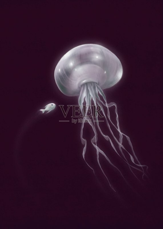 在深水中正版插画素材