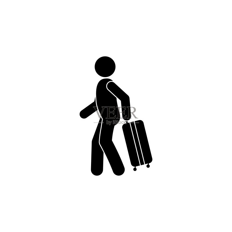 旅行者图标：带手提箱的火柴人图标素材
