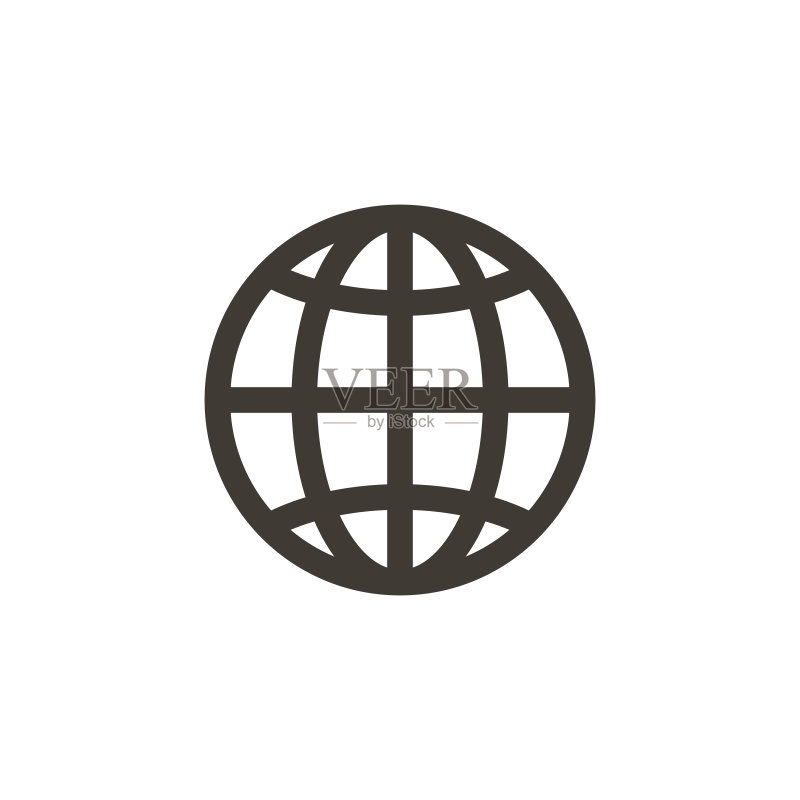 线型地球Web图标。用于互联网、无线、技术、全球通信等概念的现代流行线型图标图图标素材