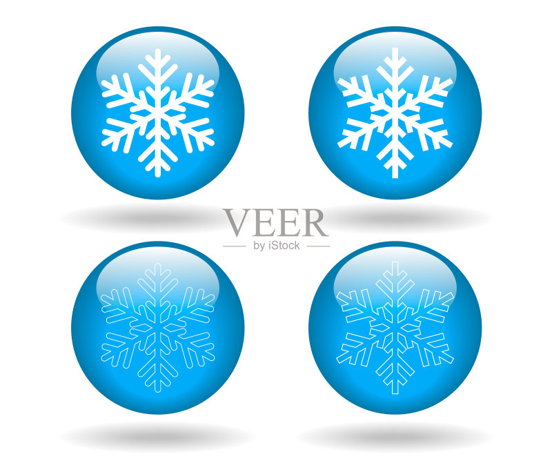 雪花光泽按钮图标 空调冰箱标志矢量图图标素材