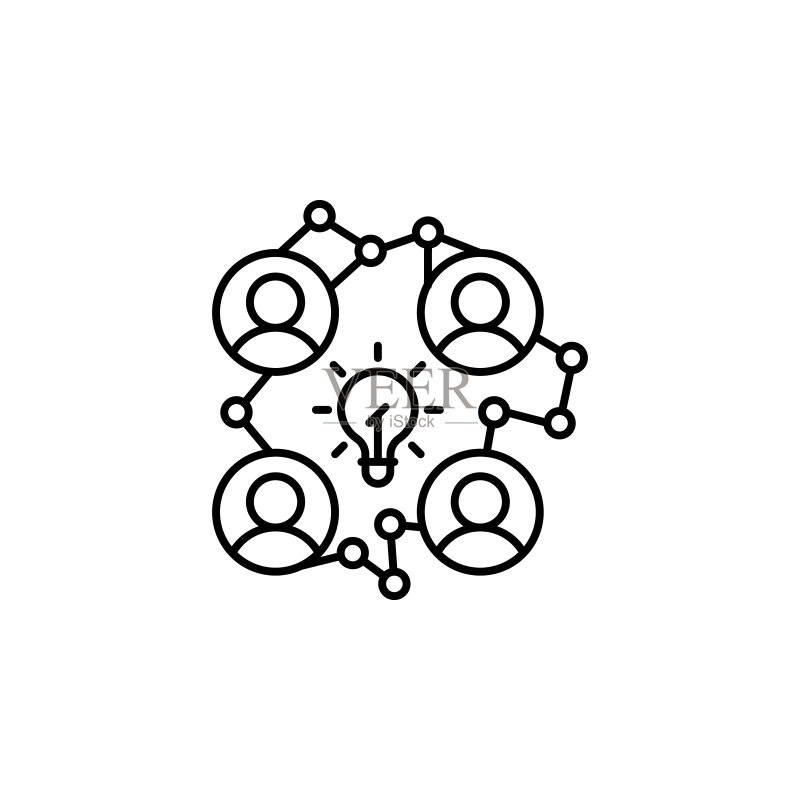 连接创意团队合作图标：SPA细线元素图标图标素材
