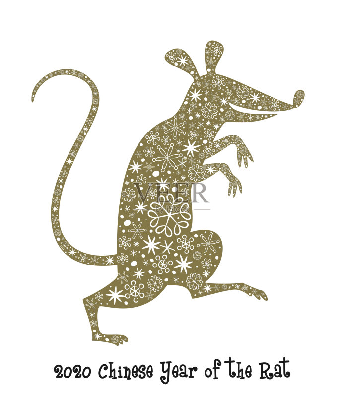 老鼠的剪影或老鼠的雪花。正版插画素材