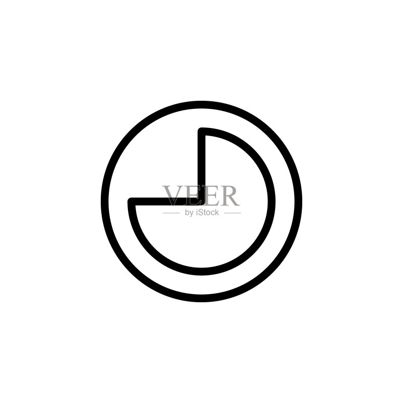 四分之三小时图标：UI、UX网站或移动应用的时间细线轮廓矢量图标图标素材