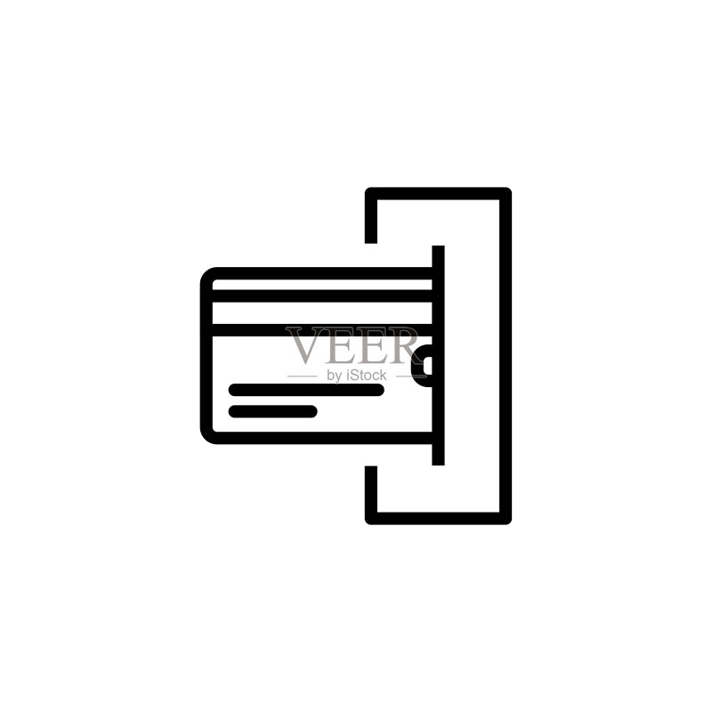 将信用卡插入ATM机图标素材