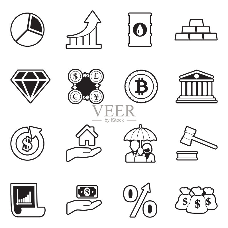 投资图标：线条填充设计矢量插图图标素材