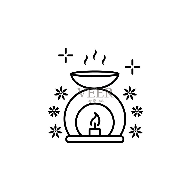 芳香疗法Spa图标。Spa细线图标元素图标素材