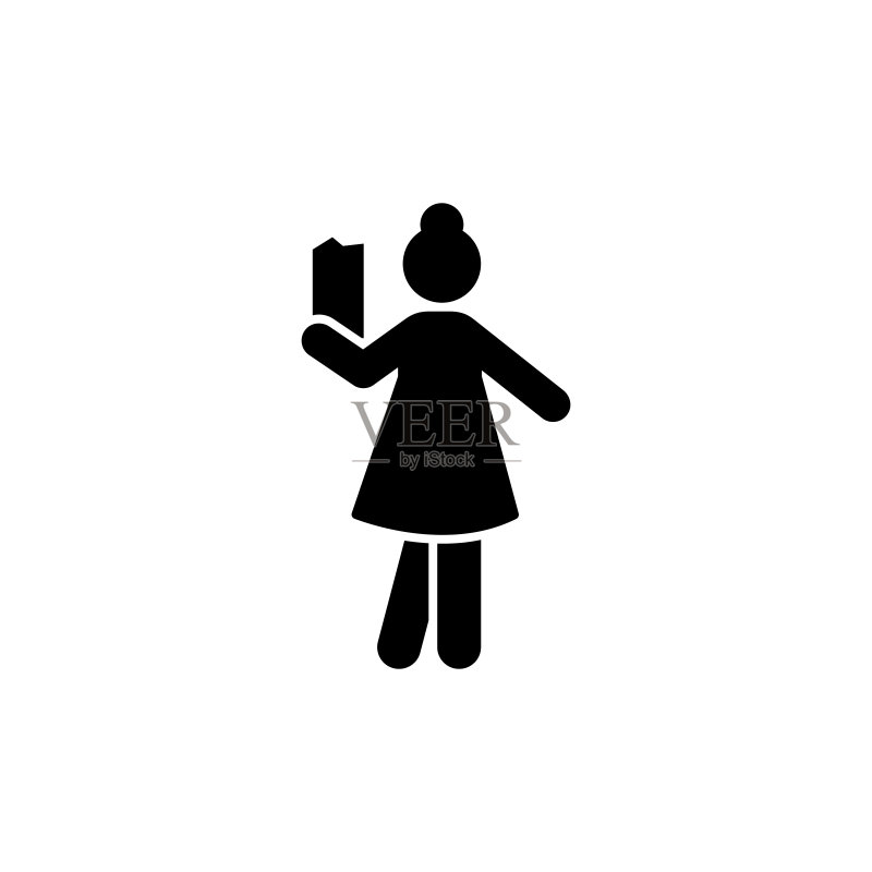 女教师读书学校象形图图标素材