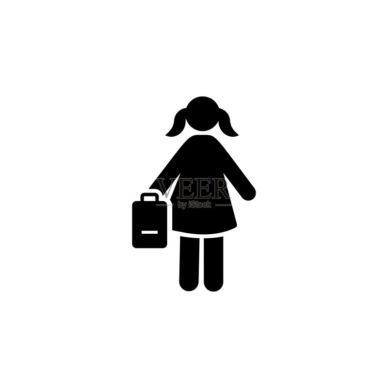 女学生书包象形图图标素材