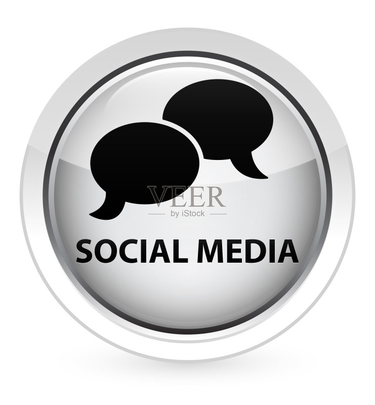 社交媒体（聊天气泡图标）水晶白色圆形按钮图标素材