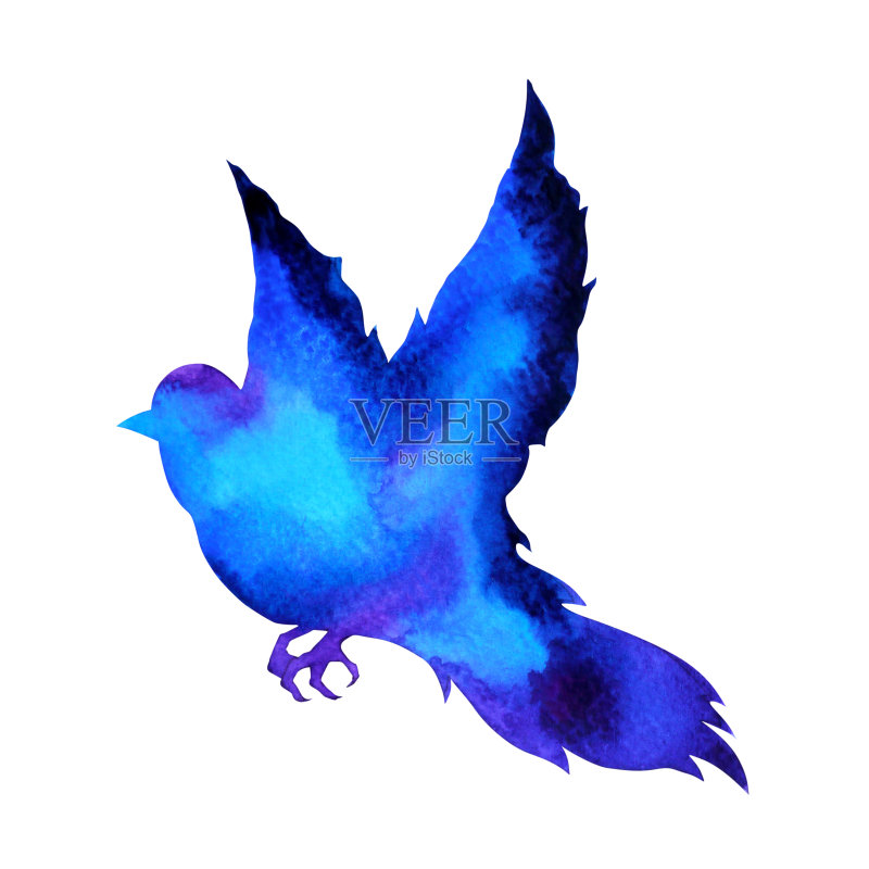 鸟飞艺术水彩画插画设计手绘正版插画素材